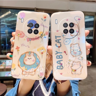 เคสโทรศัพท์ Huawei Nova 8i / Nova 8 / Nova 7 / Nova 7SE Casing Fashion Luxury Rhinestone Bling Glitter Softcase Lovely Cartoon Cat Rabbit White Back Cover เคส Huawei Nova8i Phone Case