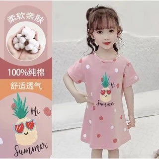 TT2110 ชุดประโปรงเด็ก ชุดนอนเด็กน้อยลายการ์ตูน น่ารักๆ ผ้านุ่มลื่นใส่สบาย สกรีนลายการ์ตูนสุดน่ารัก