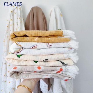 FL Baby Tassel Swaddle Wrap Pure Cotton Muslin Receiving Blanket Newborn Infant Photography Props