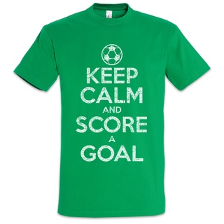 [S-5XL]เสื้อยืด พิมพ์ลาย Keep Calm And Score A Goal Football Fun Player Fuγball Stürmer Sturm สําหรับผู้ชาย