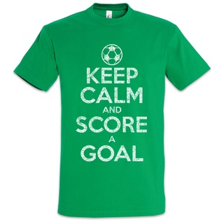 T-shirt  เสื้อยืด พิมพ์ลาย Keep Calm And Score A Goal Football Fun Player Fuγball Stürmer Sturm สําหรับผู้ชายS-5XL