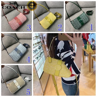 🎄พร้อมส่ง🌟Coach ใหม่ กระเป๋าถือใบเล็กผู้หญิง แฟชั่น สะพายข้าง กระเป๋าสะพายข้าง ผ้าแคนวาส คลาสสิก มีโลโก้ในสต็อก 8306