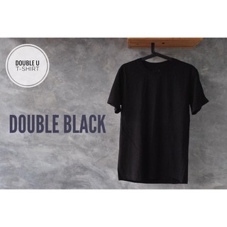 ออกใบกำกับภาษีได้ - Double Black เสื้อสีพื้น สีดำ คอกลมและคอวี  ผ้าคอทตอล100% **ไม่มีการเย็บตะเข็บข้างตัวเสื้อ**