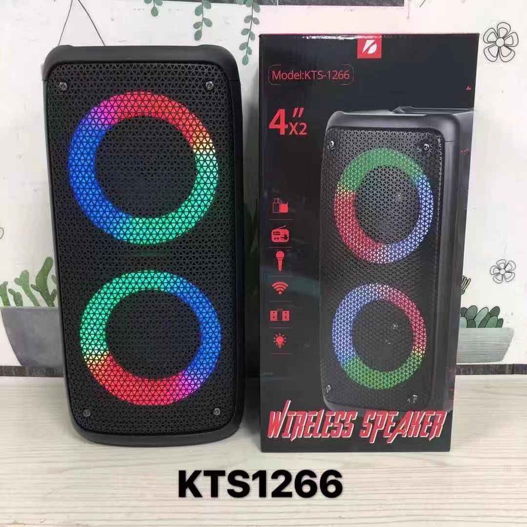 ลำโพงบลูทูธ ดอก4นิ้ว2ดอก ลำโพงปาร์ตี้ KTS-1266 งานหรู เบสแน่น 20 วัตต์ ปรับเบส-ไฟได้ ปิดไฟได้  มีที่วางมือถือ แบตในตัว - รูปที่ 6