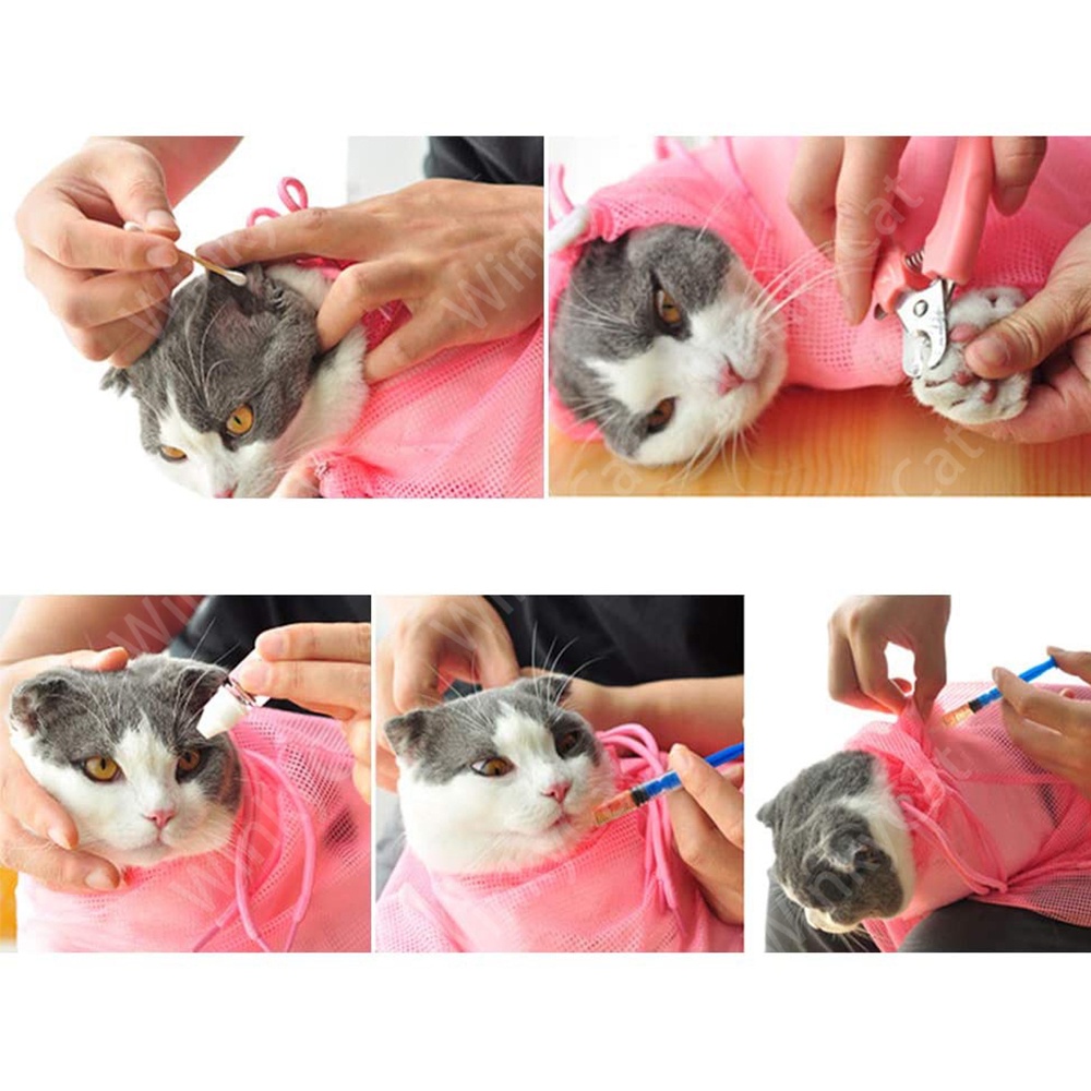 Winky Wink 😸ที่อาบน้ำแมว  ถุงอาบน้ำแมว ถุงตัดเล็บแมว ป้อนยา ตาข่ายช่วยอาบน้ำ ถุงกันข่วน สำหรับน้องแมว