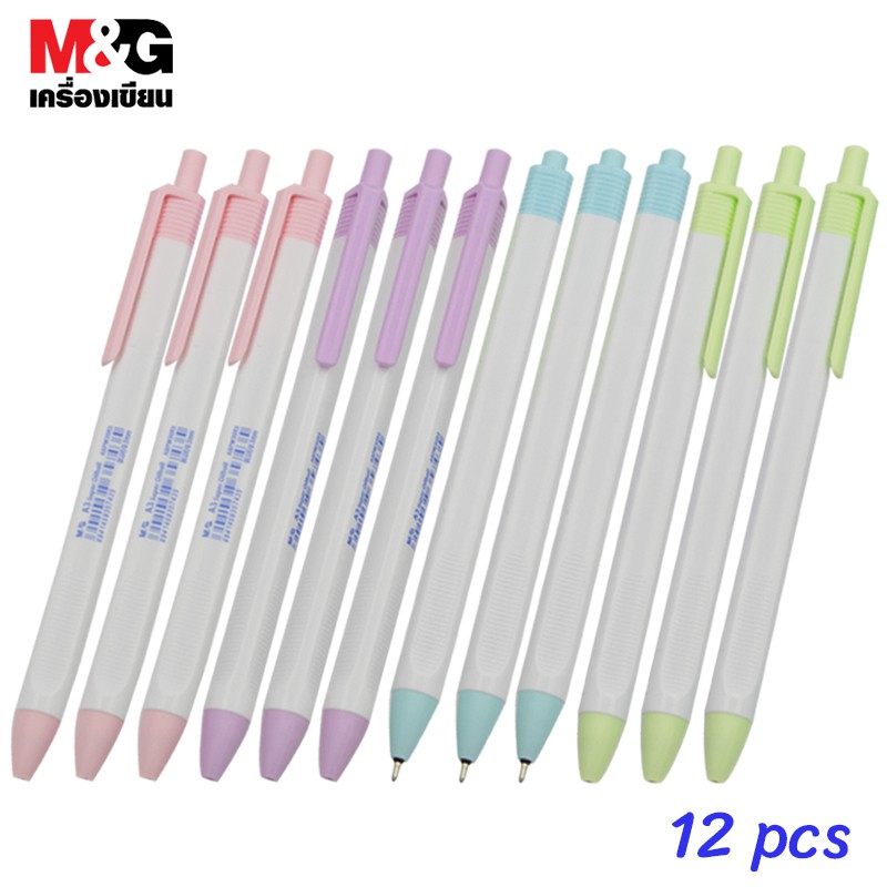 M&G ABPW30R3 ปากกาลูกลื่นหมึกน้ำมัน Super Oilball Pen (A3) 0.5 mm. หมึกน้ำเงิน ด้ามปากกาสีพาสเทล 4