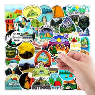 การตั้งแค Camping outdoor travel มป์ adventure สติกเกอร์กันน้ำรูปแบบที่แตกต่างกัน 50 ชิ้น waterproof sticker