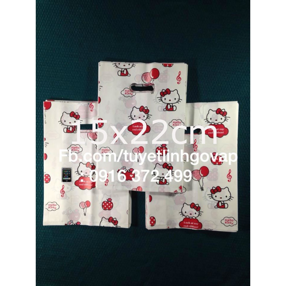 ถุงโฟมพิมพ์ลายคิตตี้สีแดงขนาด 15x22ซม. /กก