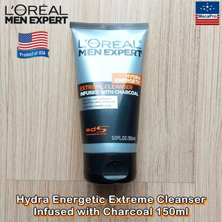 LOreal® Men Expert Hydra Energetic Extreme Cleanser Infused with Charcoal 150ml ลอรีอัล ผลิตภัณฑ์ล้างหน้า สำหรับผู้ชาย