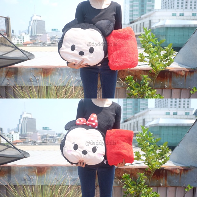 หมอนผ้าห่ม ซุกมือ Mickey มิกกี้ & Minnie มินนี่ Tsum Tsum ซูมซูม 12นิ้ว (100x150cm)