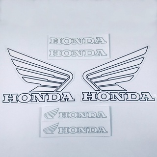 สติ๊กเกอร์ปีกนกฮอนด้า สติ๊กเกอร์ Honda สีขาว พื้นใส 6ชิ้น สติกเกอร์ ฮอนด้า ปีกนก โลโก้ มอเตอร์ไซค์ Sticker ติดรถ แต่งรถ