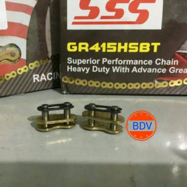 SSS หรือ TK 415H, 428, 428H, 520H, 428O Oring, 520O Oring GOLD การเชื่อมต่อโซ่/ปุ่ม