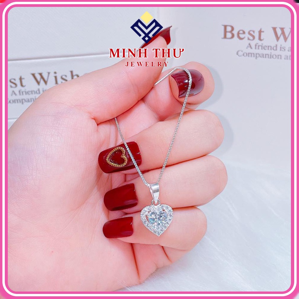 สร้อยคอผู้หญิงเงินแท้ 925 หัวใจหินขนาดใหญ่ MINH THU เครื่องประดับ MTD8081