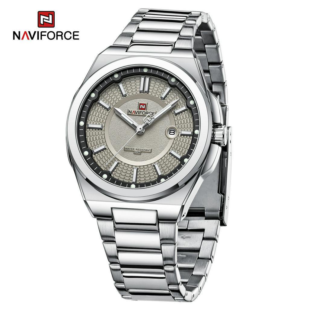 Naviforce 2023 ใหม่ นาฬิกาข้อมือควอตซ์ลําลอง สายสเตนเลส กันน้ํา สไตล์คลาสสิก สําหรับผู้ชาย 9212