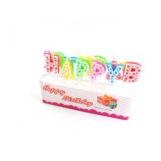 เทียนวันเกิด ร้านไทย สินค้าพร้อมส่ง เทียนลาย HAPPY BIRTHDAY สีสวย ราคาถูก มีบริการเก็บเงินปลายทาง