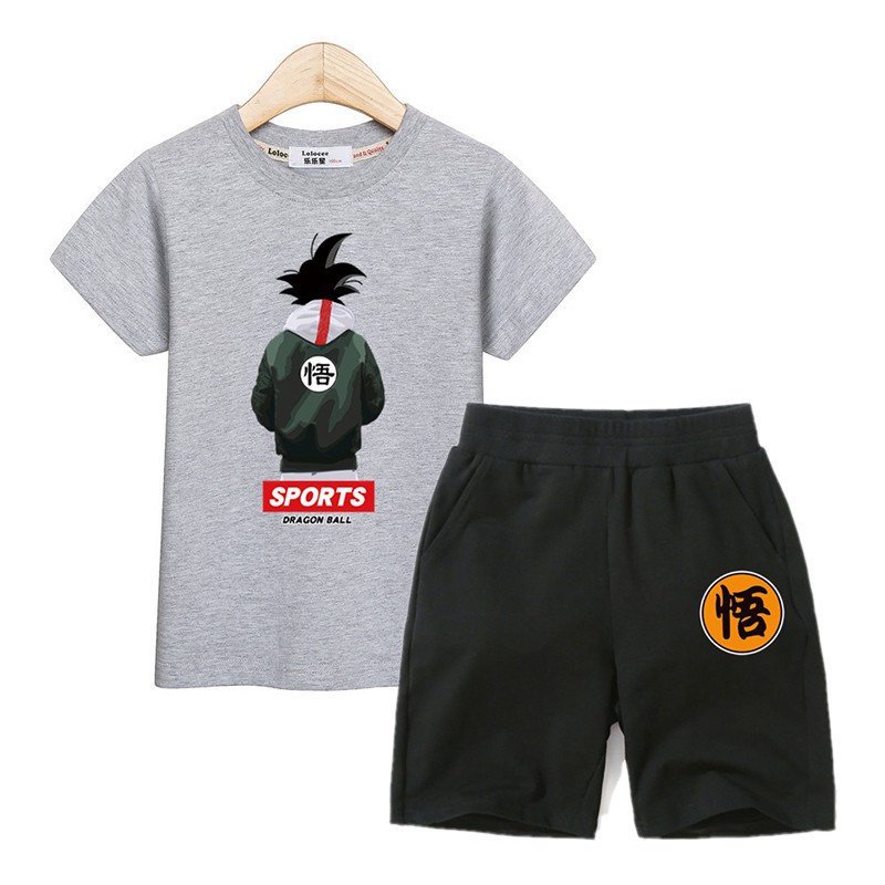 Goku 2 Piece Set Kid Cotton Clothing Boy T Shirt And Shorts Dragon Ball Costume - details about cotton big boy t shirt boy short sleeve pants set roblox childrens casual