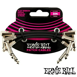 Ernie Ball® P06220 สายพ่วงเอฟเฟค แบบเส้นแบน หัวแบน ยาว 3 นิ้ว (7.6 ซม) / 1 แพ็ค มี 3 เส้น