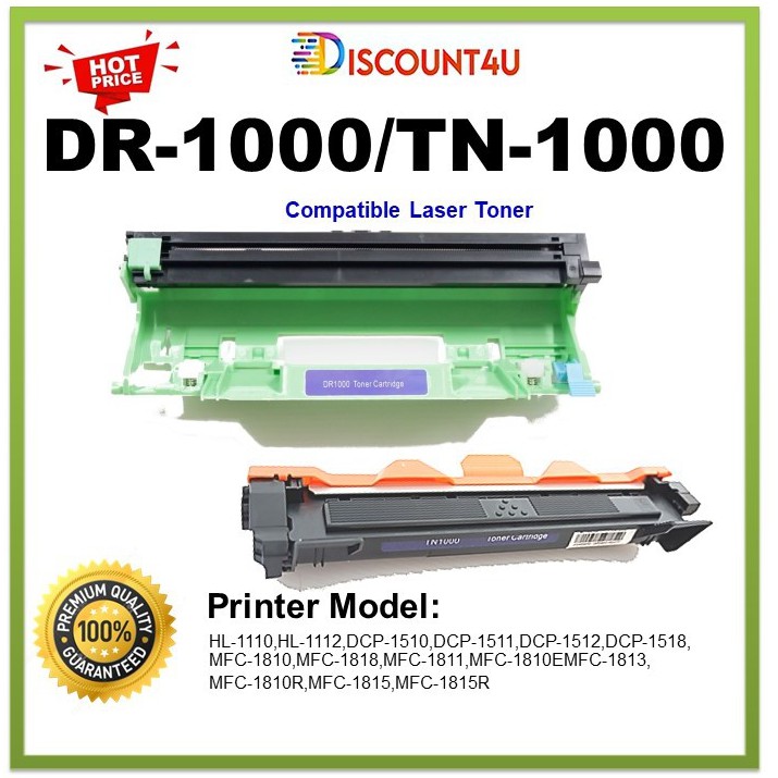 Discount4U สินค้าพร้อมใช้งานในกล่องเดียว ** Drum + Toner ** TN-1000  DR1000