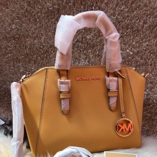 Michael Kors Ciara Luggage Leather MD Messenger Crossbody/bag 35s8gc6m2l   ขนาด &gt;&gt; 10" W x 8"H x 4.75"D