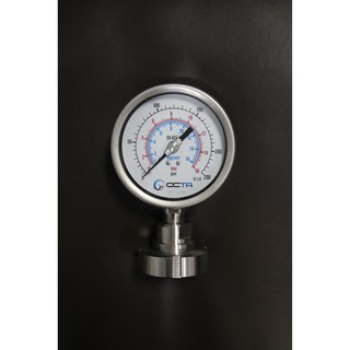 OCTA Pressure Gauge 4" + Flush Diaphragm  เกจวัดแรงดัน หน้าปัด4″ เกลียวทองเหลือง + ไดอะแฟรมแบบฟลัช