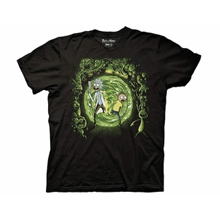 เสื้อยืดสีขาวเสื้อยืด พิมพ์ลาย Rick And Morty Portal And Monsters สีดํา สําหรับผู้ใหญ่S-4XL