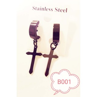 ต่างหู ต้องเจาะหู ตุ้มหู ไม้กางเขน Cross Earrings Stainless Steel Earing