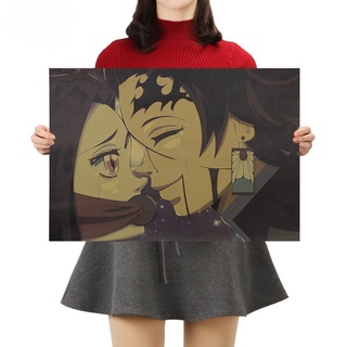 Dlkklb โปสเตอร์กระดาษคราฟท์ลาย Demon Slayer Anime สําหรับติดตกแต่งผนังบ้าน 50.5X35