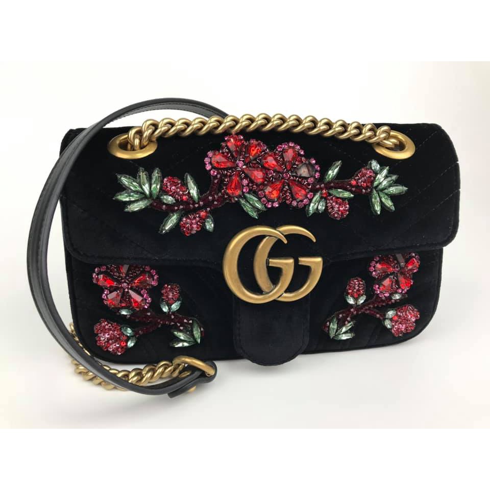 Gucci Marmont Embroidered Velvet(MM)