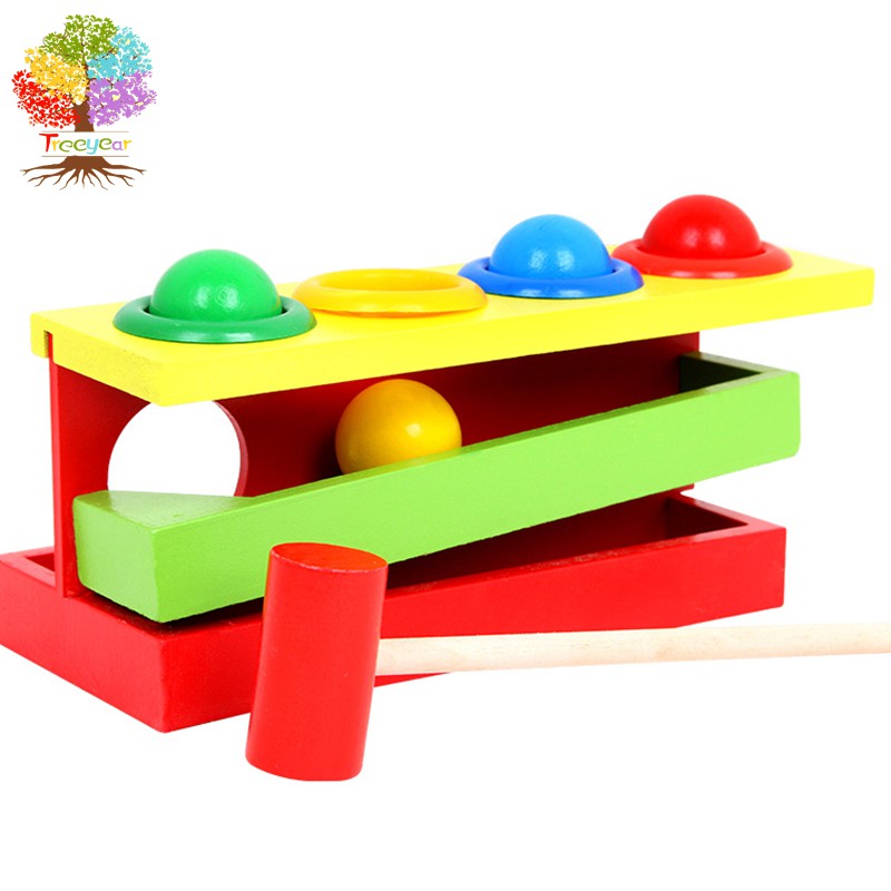 Treeyear Pound & Roll ของเล่นไม้สําหรับเด็ก 12 เดือน + 1 ชิ้น