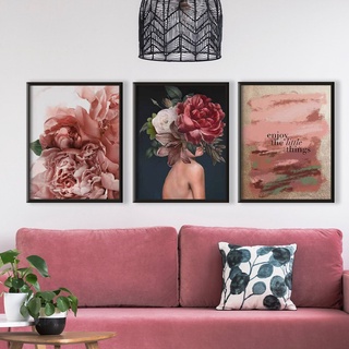 SB Design Square รูปพร้อมกรอบ DoseArt รุ่น Luxe Du Rose 45x60 cm/ชิ้น (48x63 cm รวมกรอบ) SET 3 PCS. (144x63 ซม.)