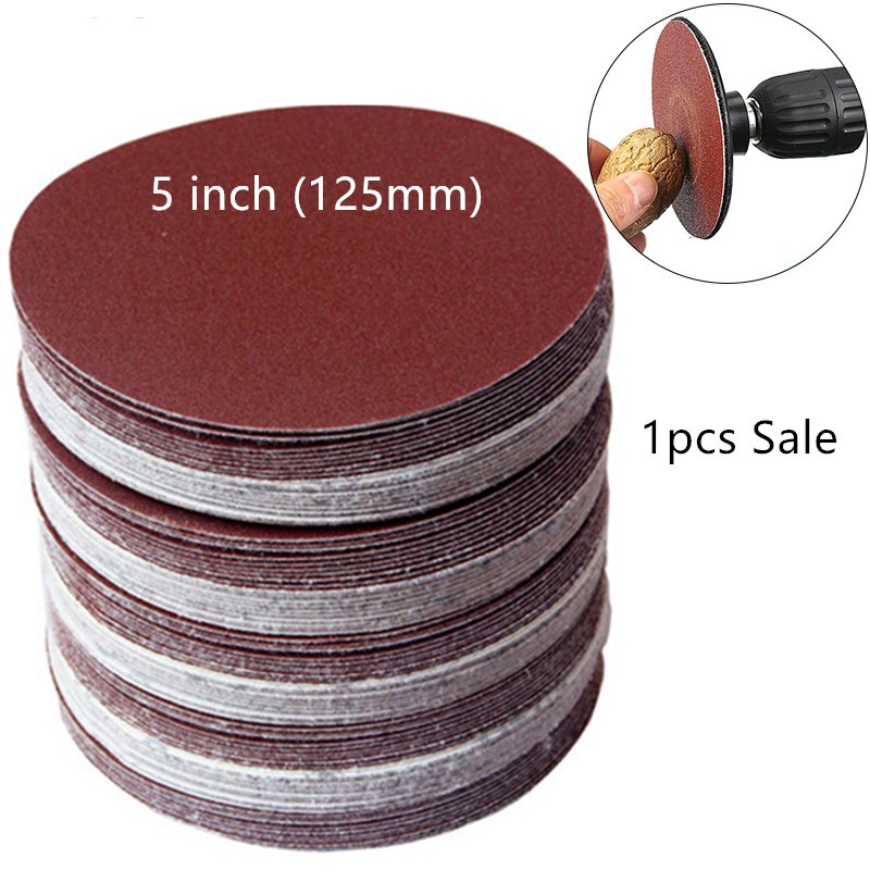 1pcs ไม่มีรู 40-1500 grit กระดาษทรายกลม 125mm สำหรับขัด