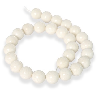 ลูกปัดหินแท้รูปทรงกลมประการังสีขาว (White Coral) R 16