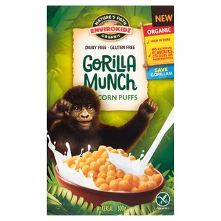 Nature Path Gorilla Munch ORGANIC Corn Puffs Cereal เนเจอร์พาร์ท กอลริลล่า มันช์ ซีเรียล 284g.