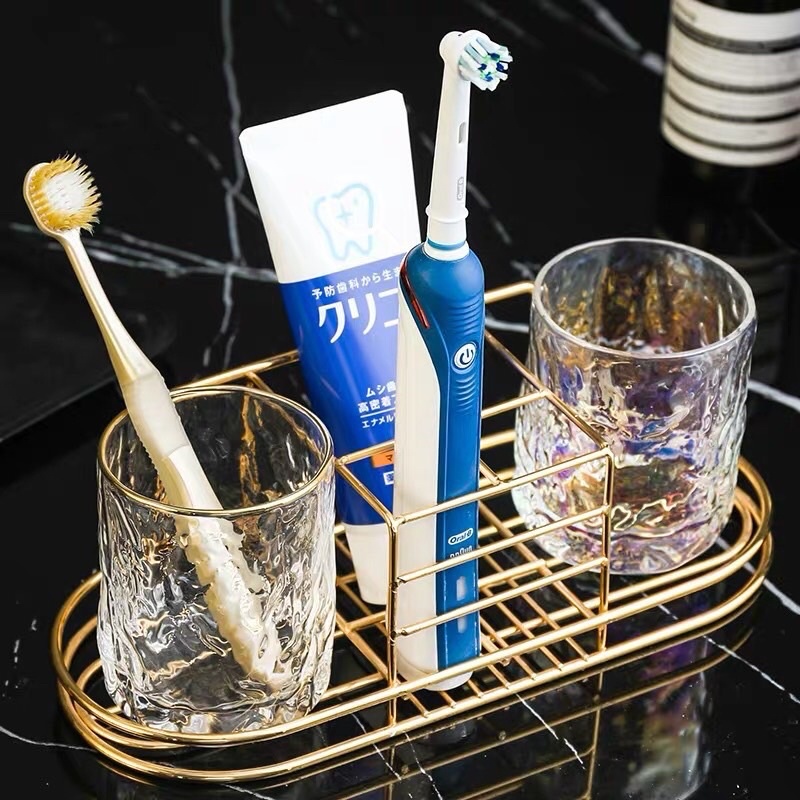 DT57-2 แท่นวางแปรงสีทองช่องสี่เหลี่ยม (เฉพาะแท่นวางไม่มีแก้วนะคะ) [4] M11-3