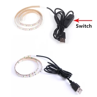 Dc5v แถบไฟ LED USB SMD3528 1 เมตร 2/3 เมตร 4/5 เมตร พร้อมเทปสวิตช์ไฟ LED สีขาวอบอุ่น สําหรับตกแต่งพื้นหลังทีวี ห้องนอน