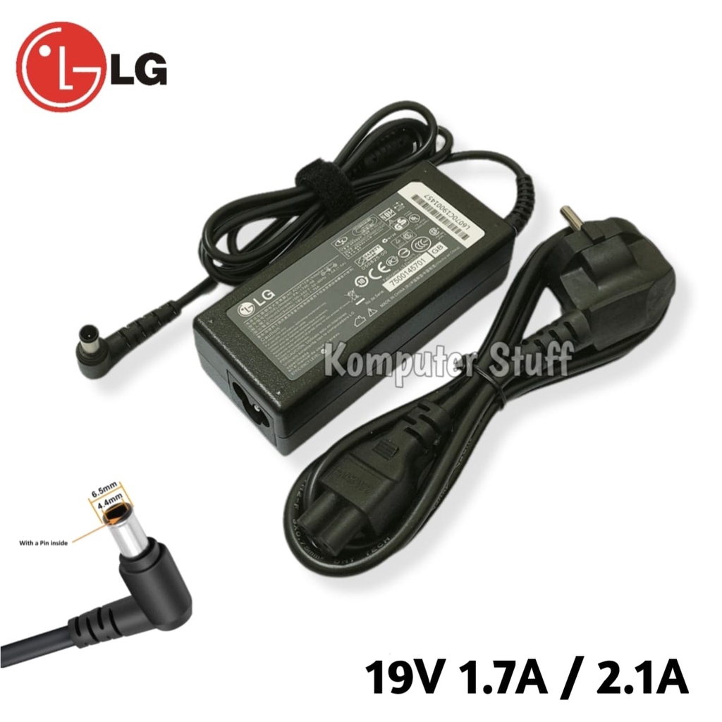 LG LCD LED TV Monitor อะแดปเตอร์ชาร์จ 19V 1.7A / 2.1A Pin Needle Bonus Power Cab