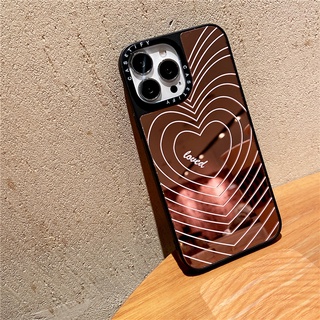 CASETiFY Rose gold Loved line Mirror Case iPhone 13 Pro MAX 12 11 Pro XR X XS 7/8 Plus SE2020 TPU Shockproof Phone Cover Back Cute Fashion INS Style Casing
