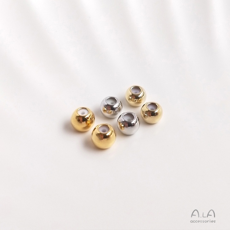 เครื่องประดับ DIY ลูกปัดริบบิ้นซิลิโคนสีทอง 18K สําหรับทําเครื่องประดับ [ลูกปัดแยก/แยกชิ้น]【ลูกปัด/เม็ดกลม】