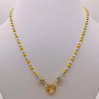 CSJ Jewelry   สร้อยคอ มรกต สร้อยคอสองกษัตริย์ ลายเม็ดมะยม ข้อเพชร 4มิล. 925 18K
