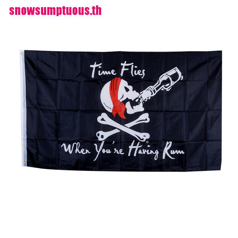 (snow &amp; Th) Jolly Roger ธงโจรสลัด ลายหัวกะโหลก ขนาด 90x150 ซม. สําหรับปาร์ตี้ฮาโลวีน