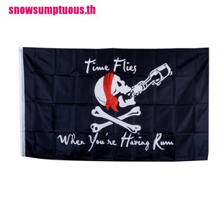 (snow &amp; Th) Jolly Roger ธงโจรสลัด ลายหัวกะโหลก ขนาด 90x150 ซม. สําหรับปาร์ตี้ฮาโลวีน