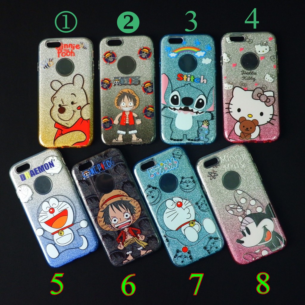 iphone 6/6s เคสกากเพชรการ์ตูนเต็มรอบ 3in1