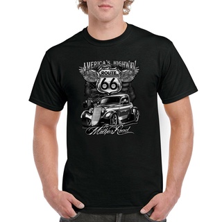 คอตต้อนคอกลมเสื้อยืดลําลอง แขนสั้น พิมพ์ลาย American Highway The Mother Road Route 66 เข้ากับทุกการแต่งกาย สําหรับผู้ชาย