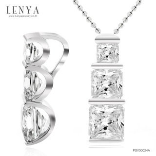 LenYa จี้เพชร DiamondLike รูปทรงสี่เหลี่ยมเรียงกันแนวตั้ง เหมาะสำหรับใส่สวยๆเก๋ๆได้ทุกงาน บนตัวเรือนเงินแท้ชุบทองคำขาว