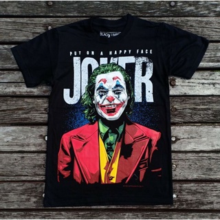 Bt150 เสื้อยืดผ้าฝ้าย พิมพ์ลาย JOKER PUT ON A HAPPY FACE SUICIDE SQUAD SPECIAL MOVIE EDITION BLACKS-3XL