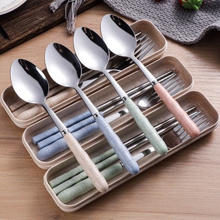 ชุดช้อนส้อมตะเกียบแบบพกพา rice straw cutlery set