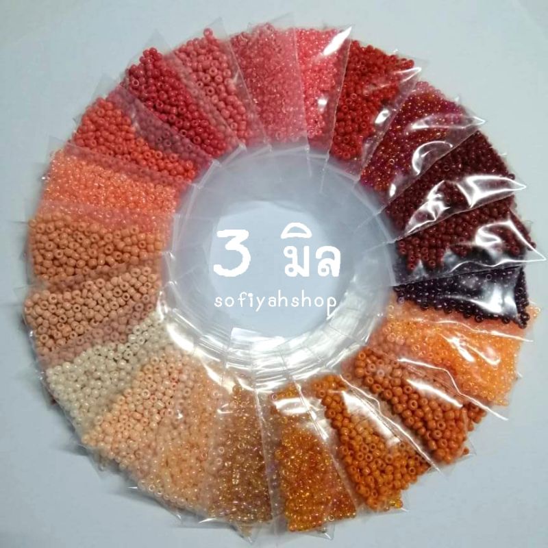 ลูกปัดแก้วเม็ดทราย ขนาด 3 มิล (ถุง 15 กรัม) มีสีเยอะกว่าภาพปก