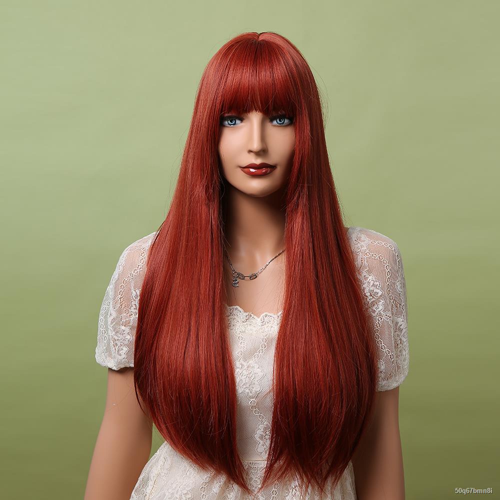 red wig with bangs