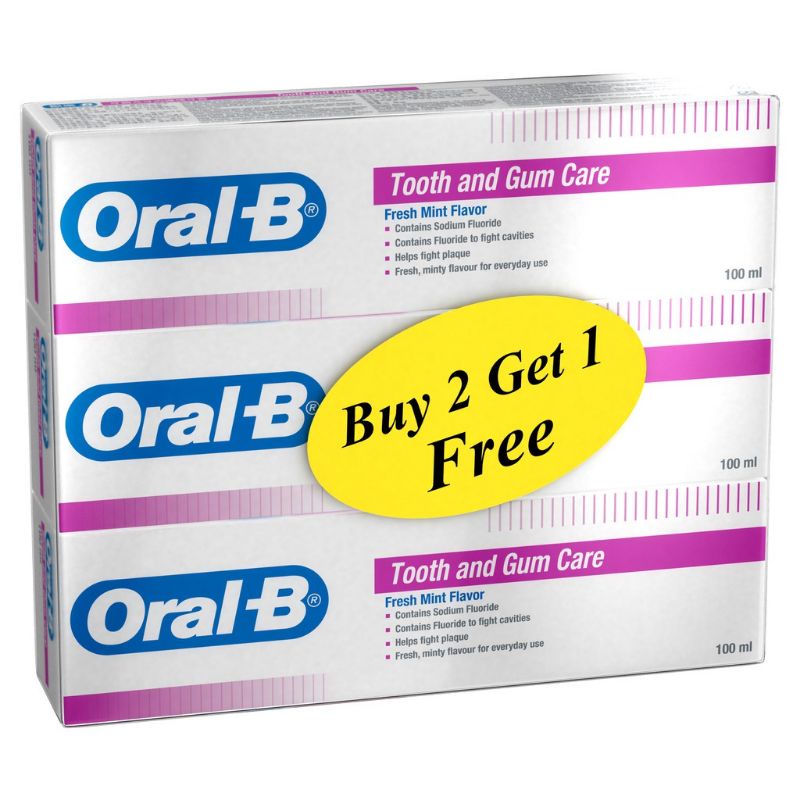 ยาสีฟัน Oral b tooth and Gum Care (100g x 3) ซื้อ 2 แถม 1 ubat gigi oralb พาสต้า gigi
