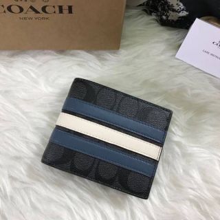 กระเป๋าสตางค์ coach วัสดุหนังแคนวาส กระเป๋าสตางค์แบบพับ สีดำ